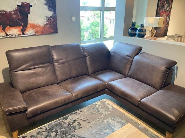 Activineo - Ecksofa Benson Stoff Relax 123 Espresso Braun Füße Braun Geölt - 10