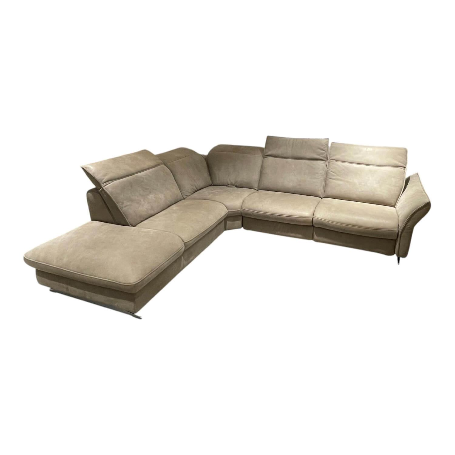 Hukla - Ecksofa Heidi Leder Aurelia Alu Grau Metallkufe Edelstahlfarbig Silber - 1