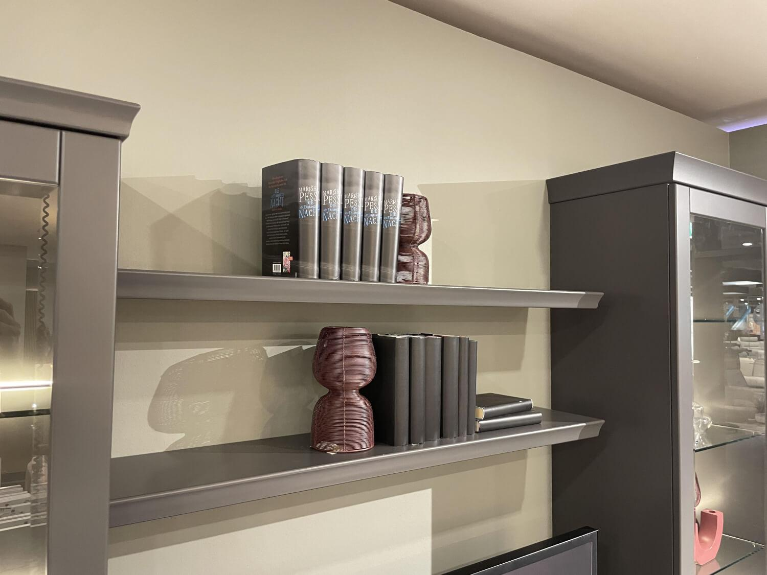 Musterring - Anbauwand Korsika 55067 Lack Schiefergrau Grau Griff W7 Schwarz Matt Inklusive Beleuchtung - 13