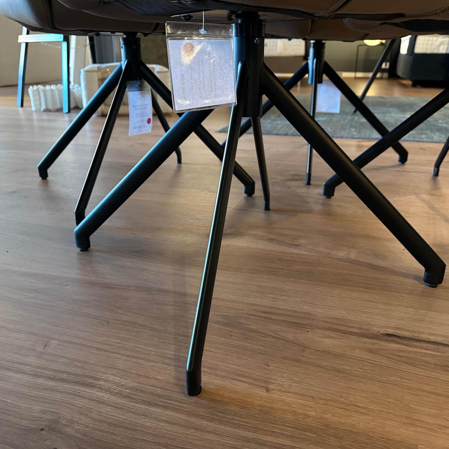 Ronald Schmitt Design - 4er Set Drehssessel Mirella C Leder Toledo Mocca Braun Gestell Metall Schwarz Pulverbeschichtet - 3