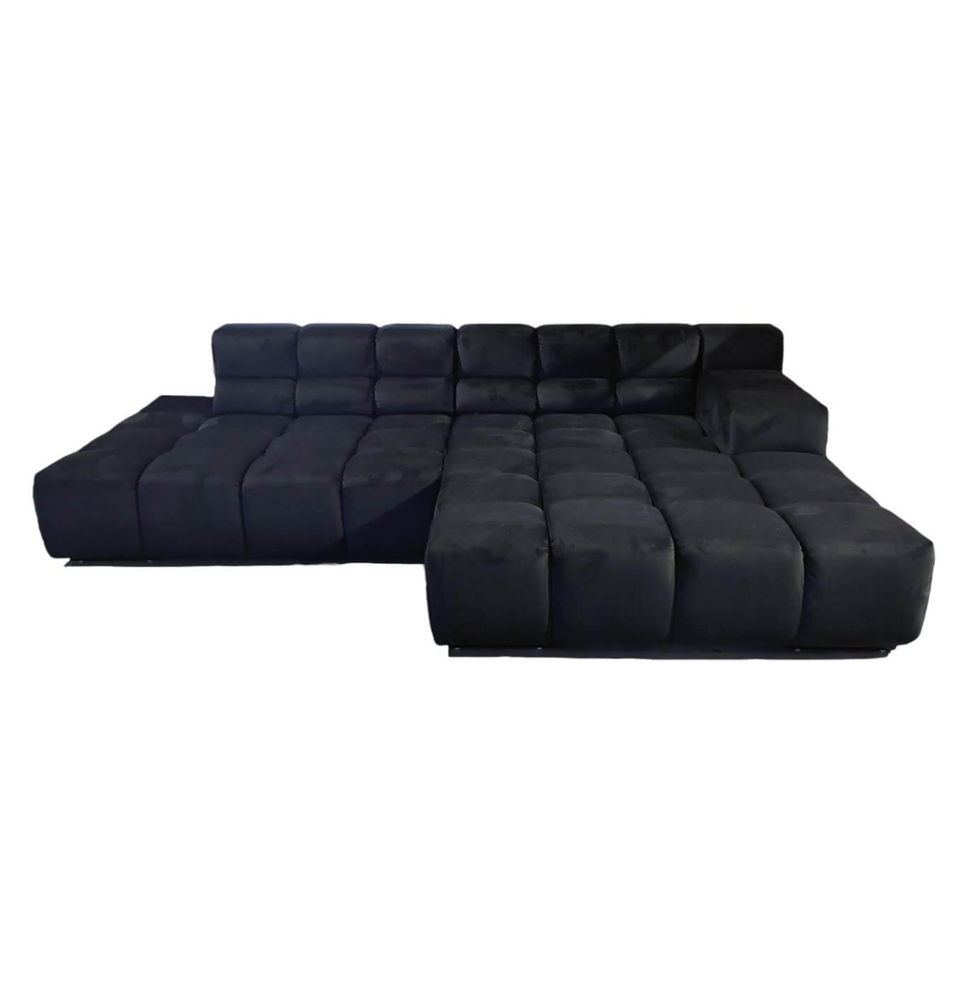 Designwerk - Ecksofa Temple Stoff G056 Jolie Black Füße Metall Schwarz Mit Sitztiefenverstellung - 1