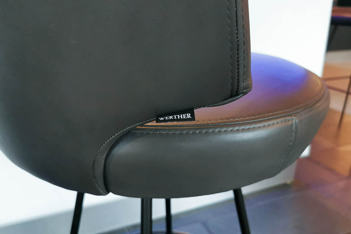 Werther - 2er Set oder 2 einzelne Stühle? // Barstuhl Trick Semi Anilin Leder Wild L7371B Dunkelbraun Drahtuntergestell Schwarz - 6