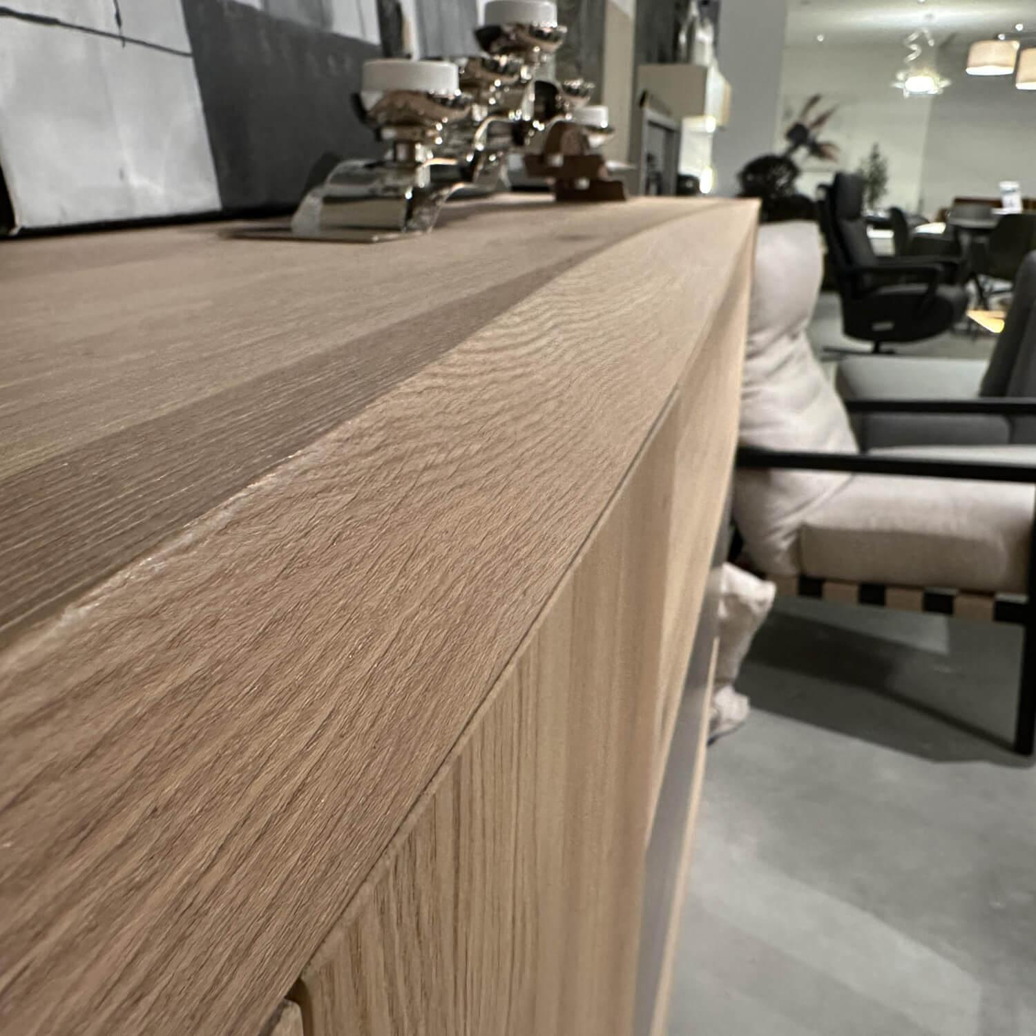 Anrei - Highboard Puro Wave W40 Massivholz Eiche Absetzung MDF Steingrau Lackiert - 2