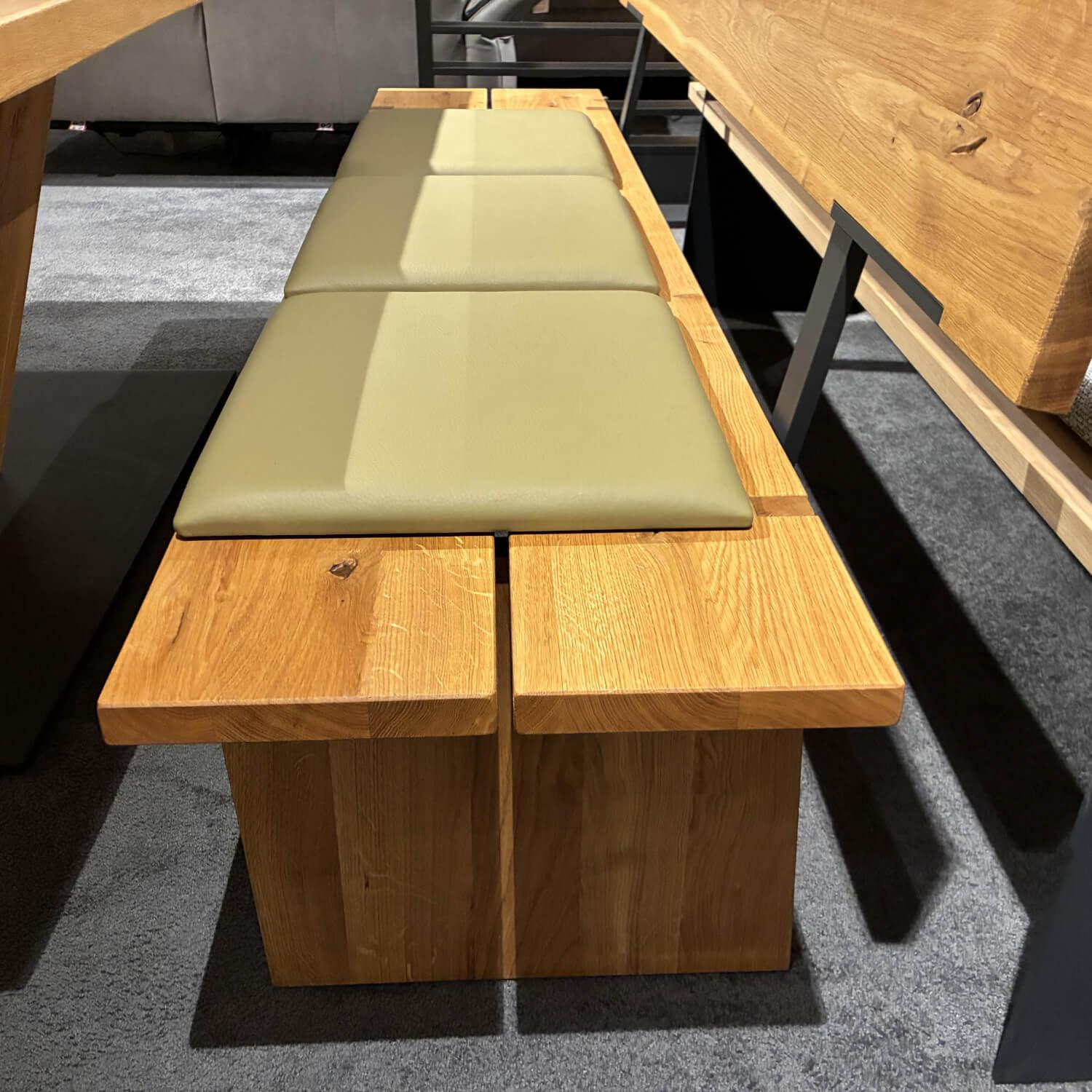 Wimmer - Essgruppe Zweigl Holz Rustikale Asteiche Leder Colorado 546 Olivegrün Grün Gestell Metall RAL7021 Schwarzgrau - 9