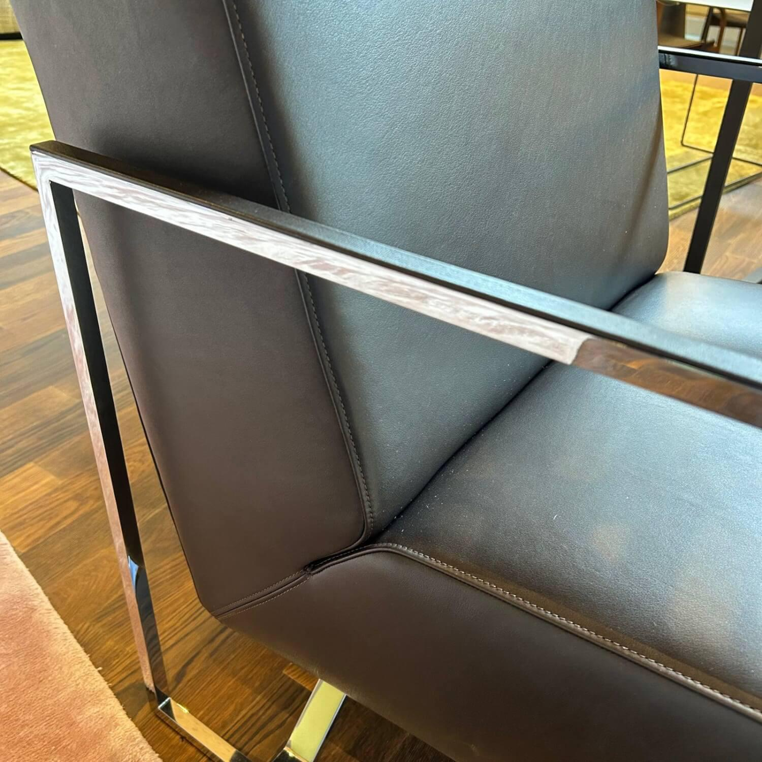 Walter Knoll - Sessel Sen Leder Elen 1221 Darkbrown Braun Gestell Stahl Hochglanz Verchromt - 3