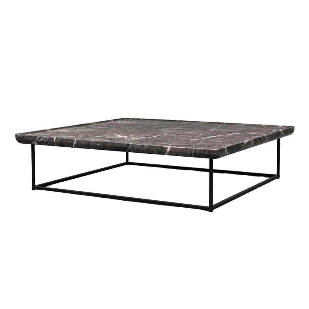 Cassina - Couchtisch Torei Platte Marmo Carnico Grau Gestell Metall Nera Opaca Schwarz Matt - 1