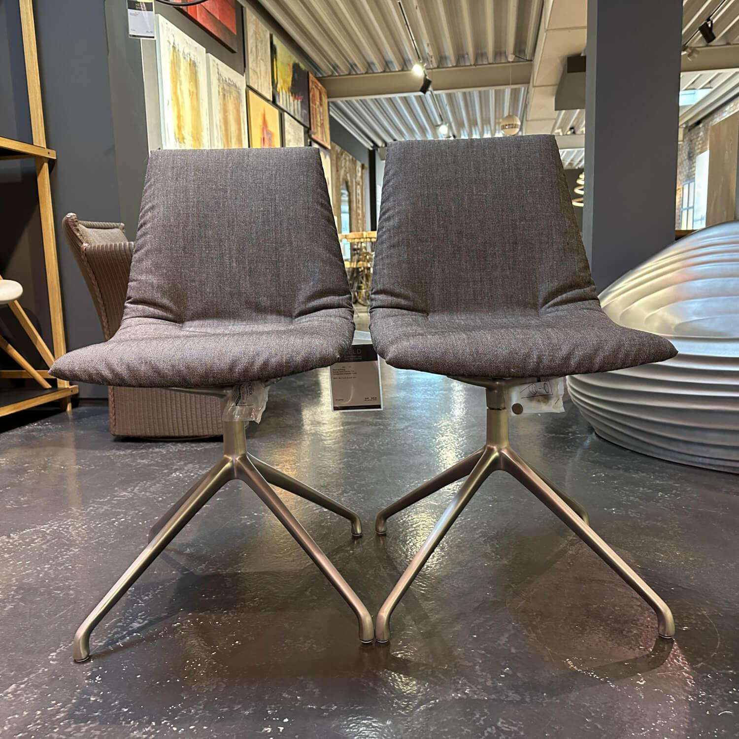 Team 7 - 2-er Set Stuhl Lui Stoff Canvas 154 Drehgestell Edelstahl Finish - 7