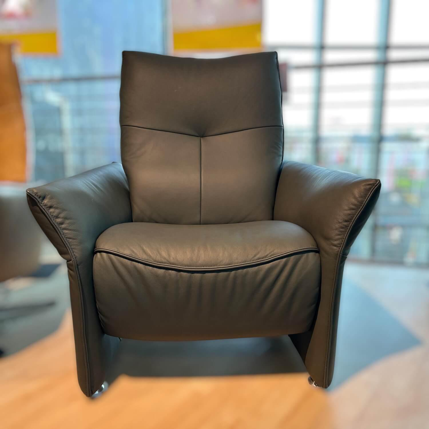 himolla - Sessel Mondo Varia 4934 Leder 22 Soft Nappa Anthrazit Füße Aluminium - 4