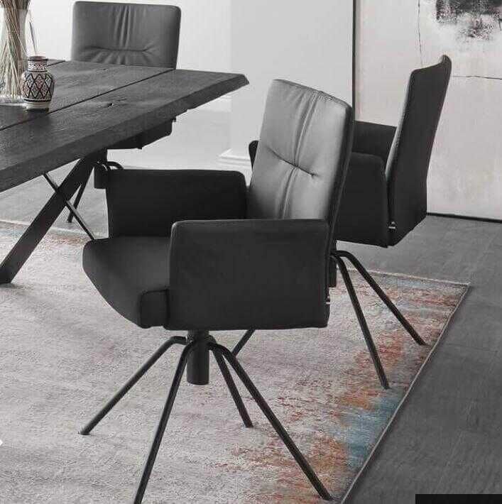 4er-Set Stuhlgruppe Moover WK706 Leder Schwarz