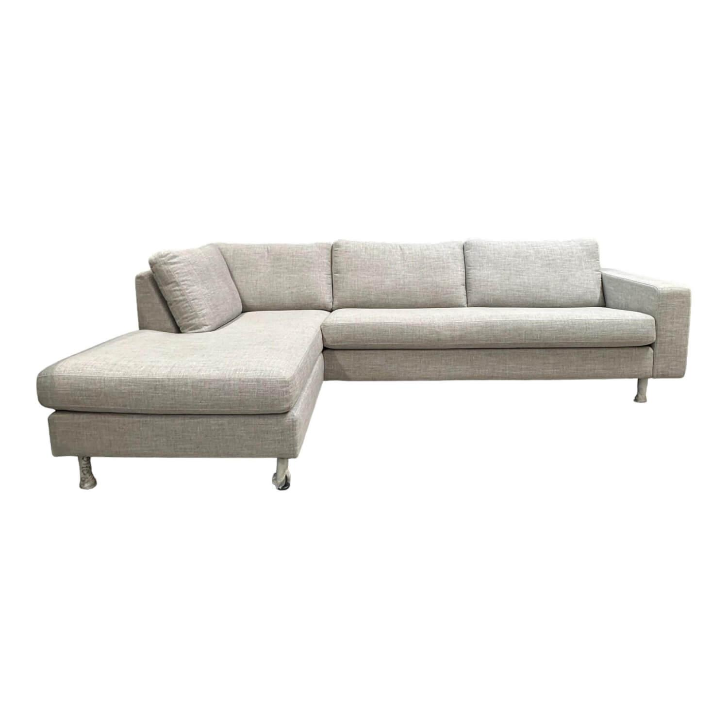 COR - Ecksofa Conseta Stoff 9209 Eisgrau Grau Tellerfüße Lack M21 Anthrazit - 1