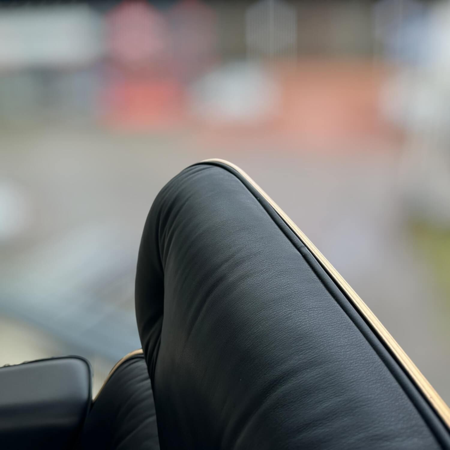 Vitra - Sessel Lounge Chair Leder Premium F Nero Schwarz Schale Santos Palisander Gestell Fuß Poliert Seiten Schwarz neue Maße - 2