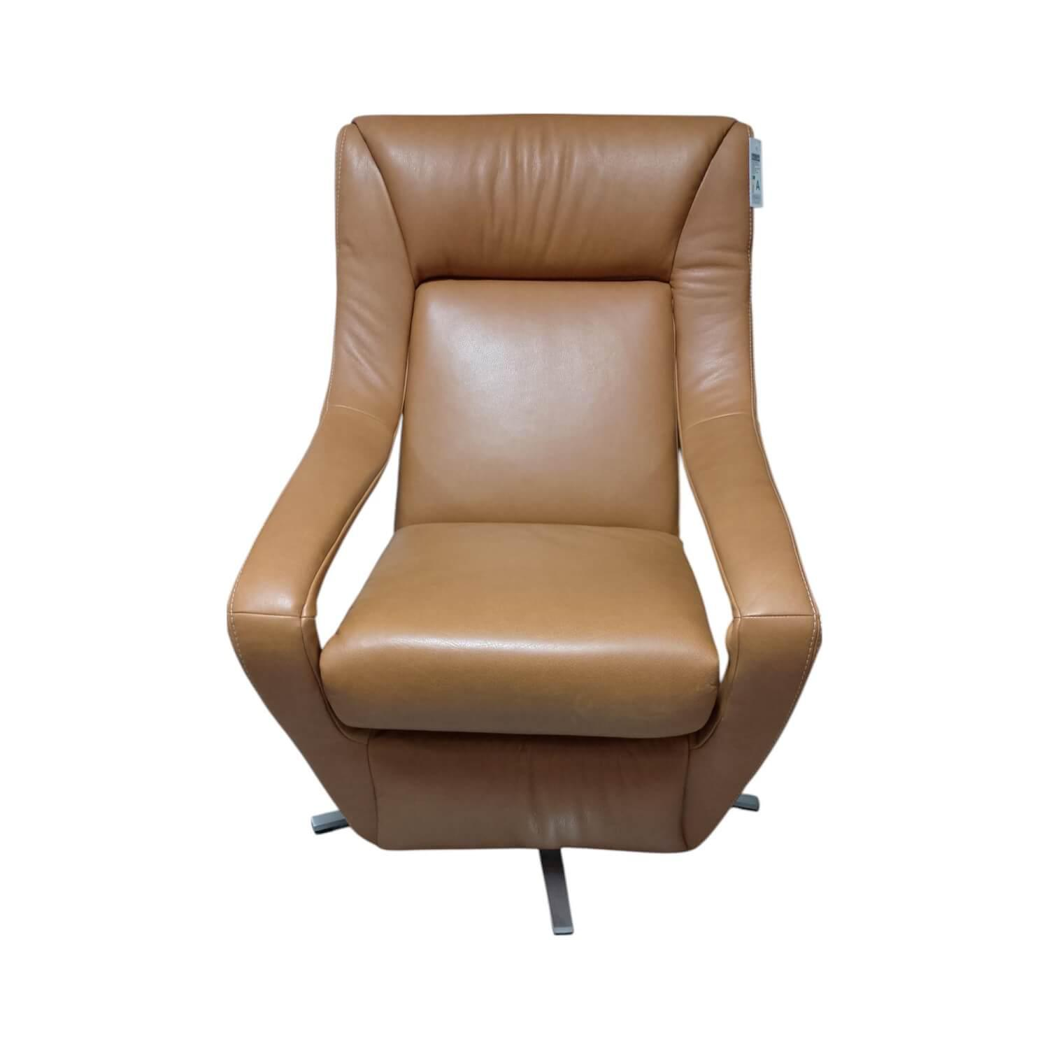 Koinor - Sessel Yoko No 5 Leder B Toro Whisky Braun Gestell 5 Arm Drehkreuz Nickel Silber Satiniert - 1