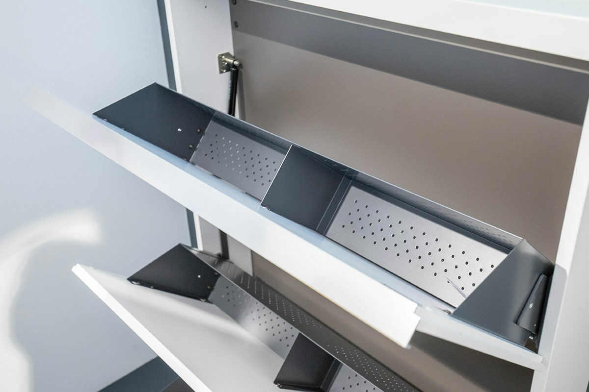Schönbuch - Schuhschrank Basic MDF Matt Lackiert Snow White Weiß Griff Aluminium - 5