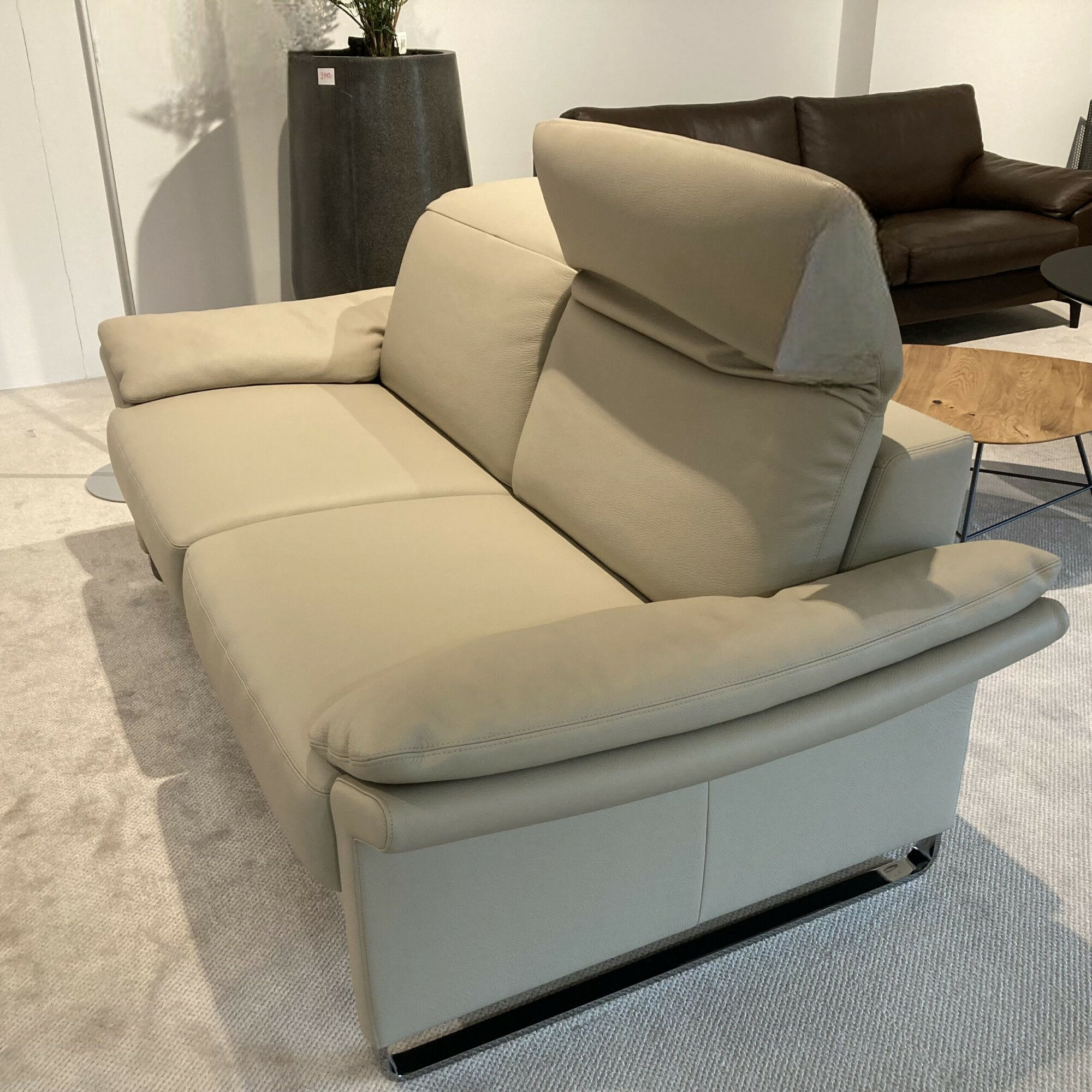 Erpo - Sofa Avantgarde leather 43 Pearl 210 Beige Frame metal high gloss - 3