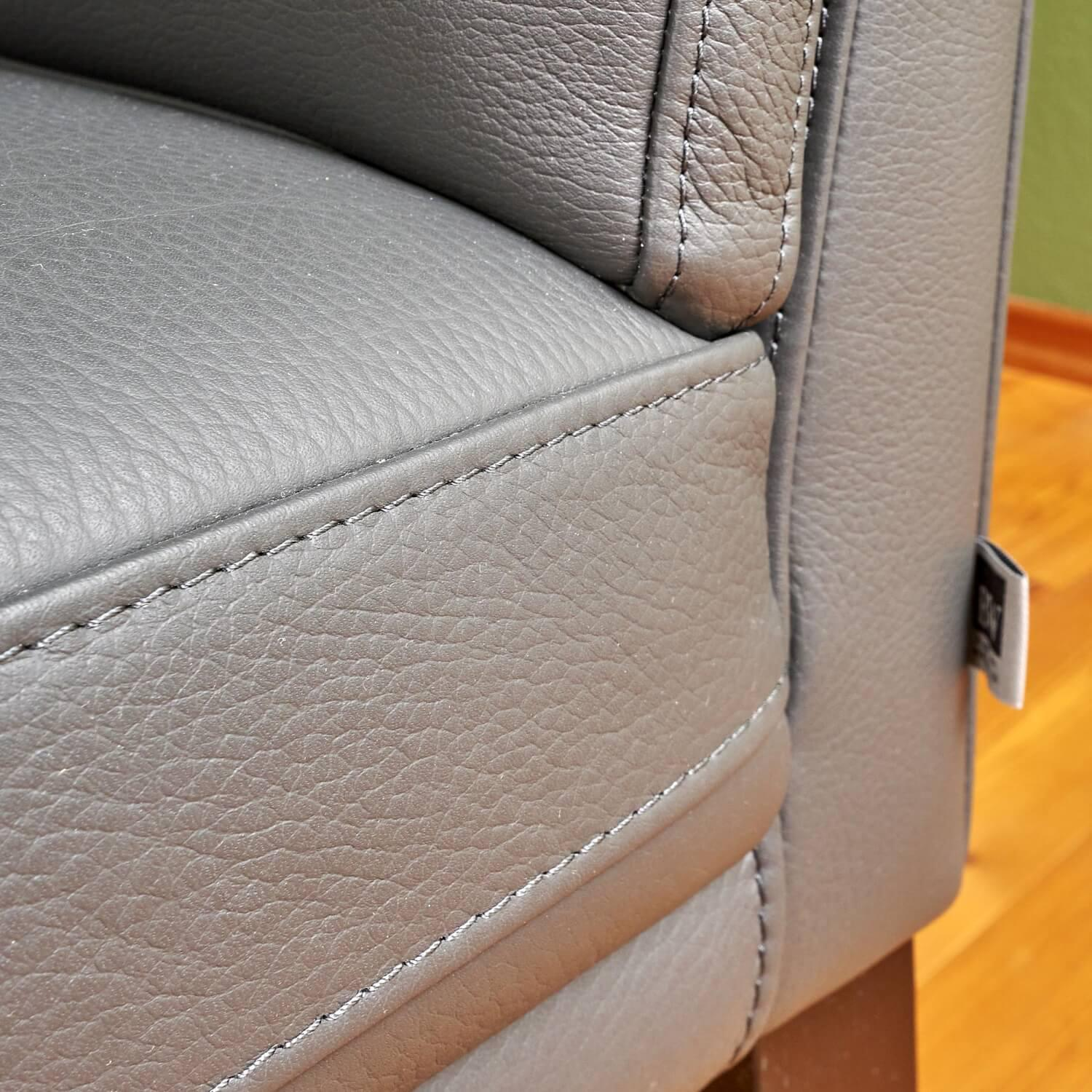 Bielefelder Werkstätten - Stuhl Polo Dining Leder Normandie Graphit Grau Gestell Eiche Schwarz Gebeizt - 4