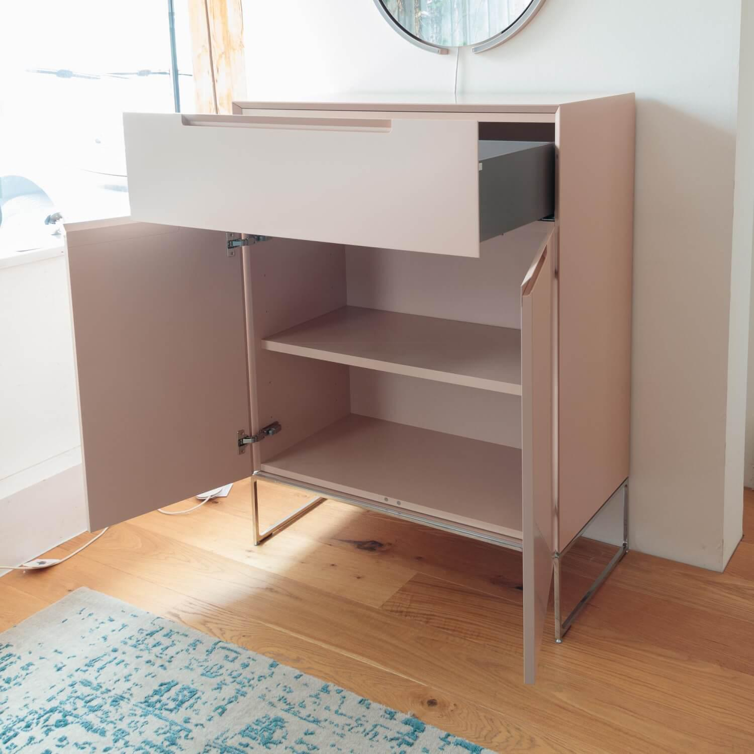 Interlübke - Highboard Mell Lack Rosenquarz M49 Beige Rosa Gestell Verchromt - 3