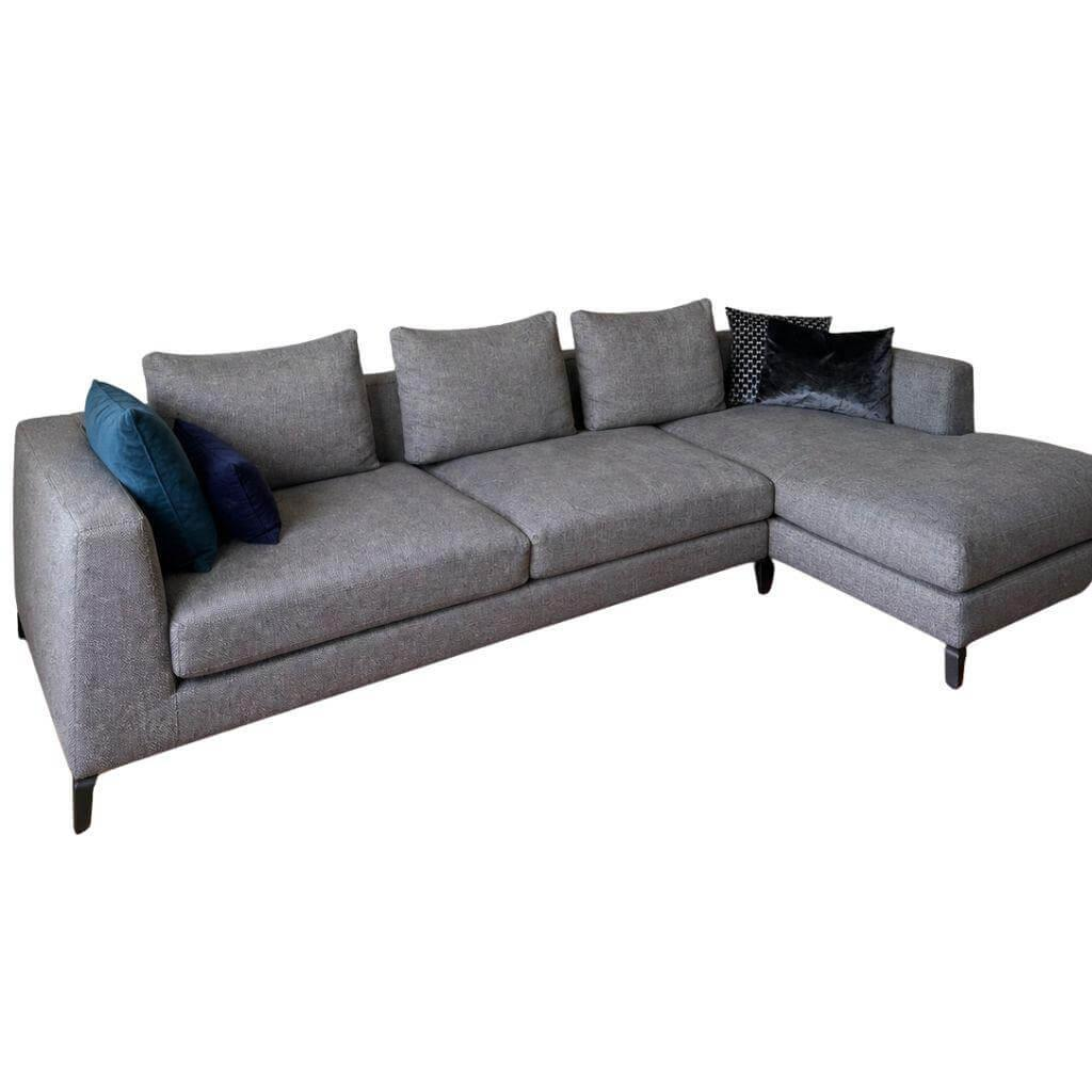 B&B Italia - Sofa Ray Stoff Elsa Graubraun/ Creme Grau Gestell Aluminium Nickel Bronzefarbig Lackiert (Second Life) - 1