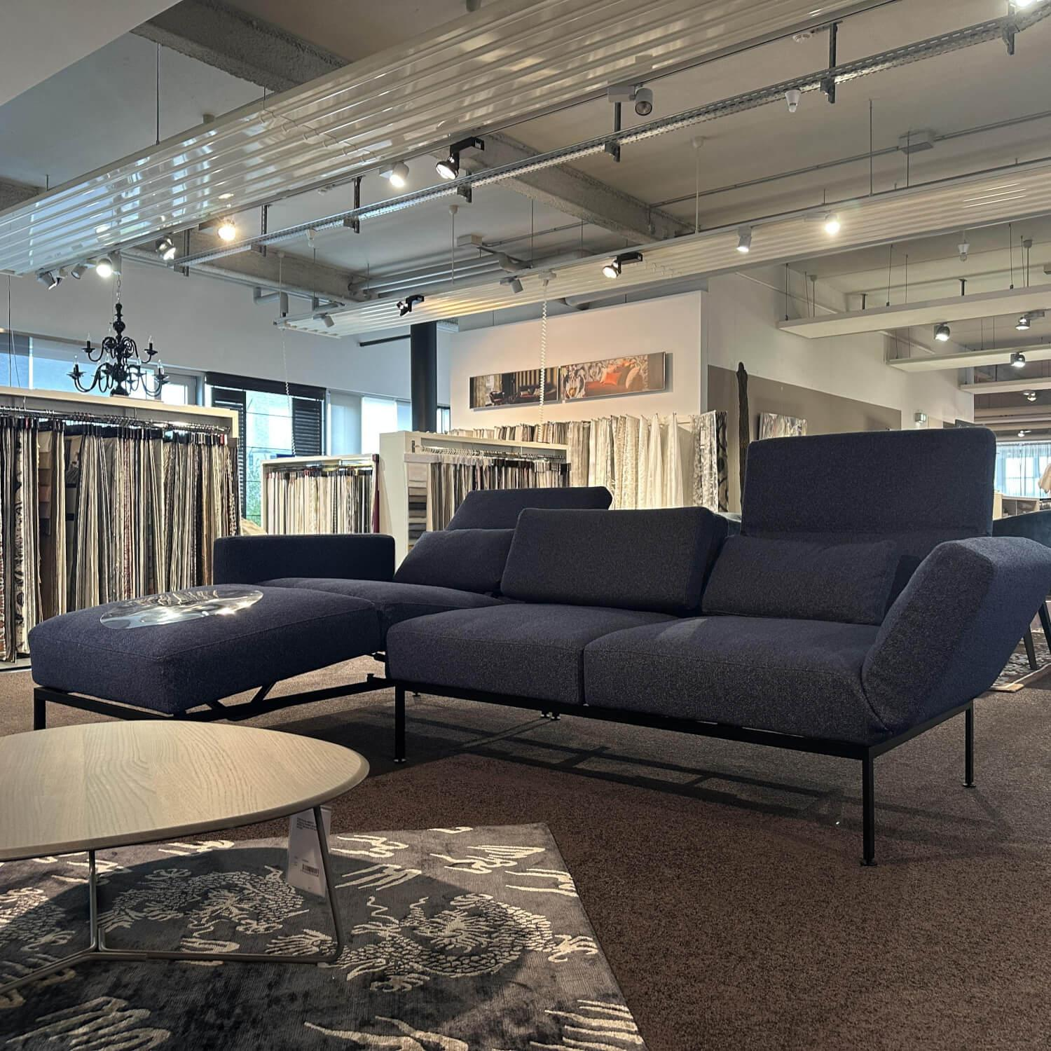 Brühl - Ecksofa Roro Medium Soft Stoff 4402 65 Blau Gestell Metall Schwarz Pulverbeschichtet Mit Drehsitz - 7