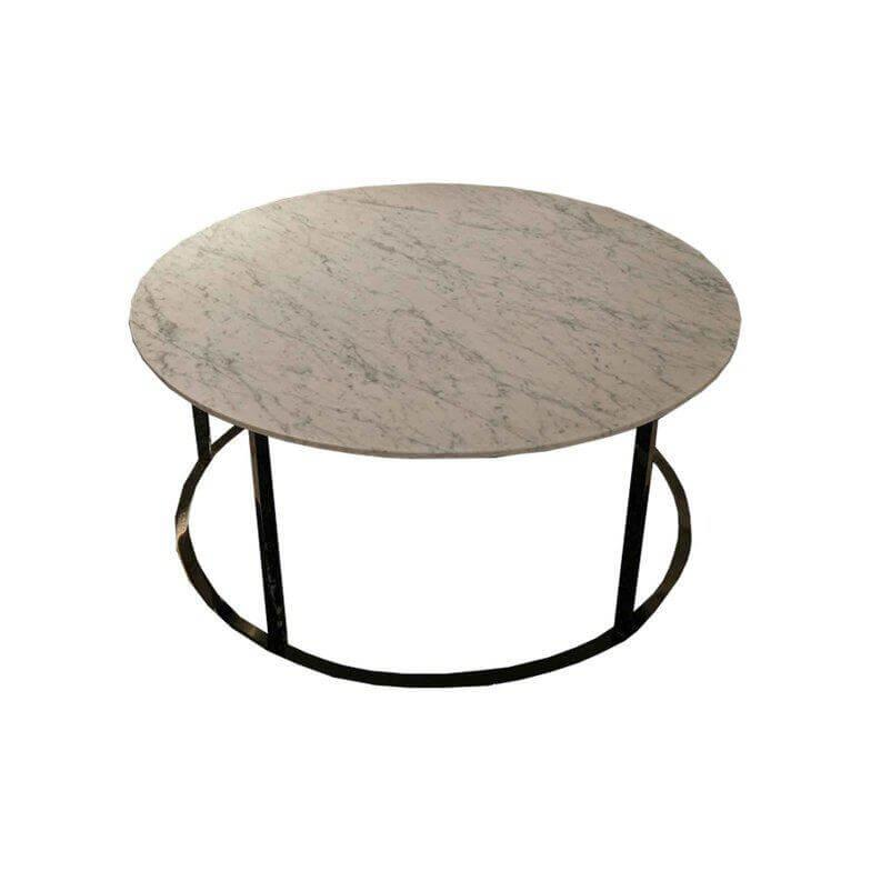 B&B Italia - Beistelltisch Mera Platte Marmor Carrara Weiß Gestell Metall Schwarz Verchromt - 1