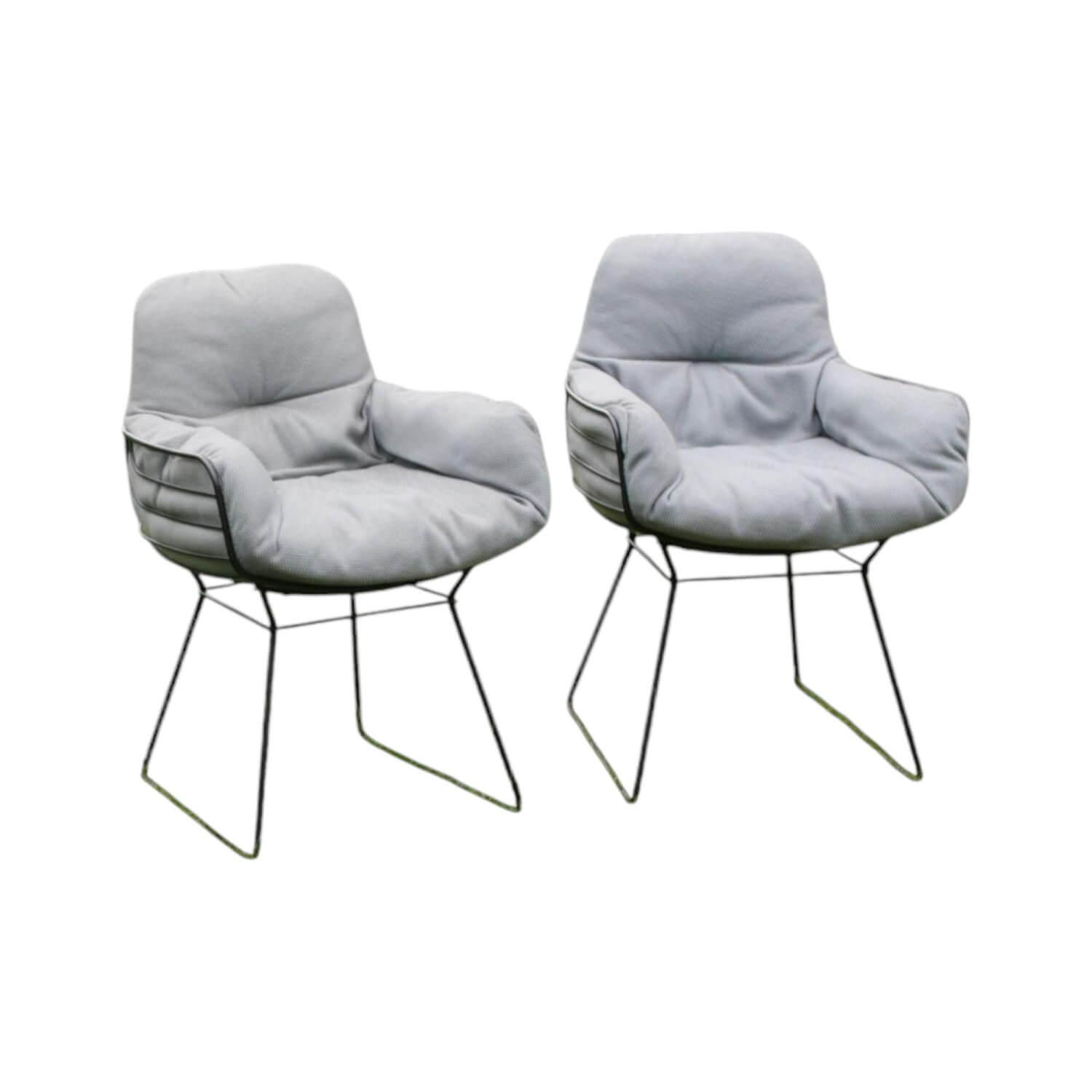 Freifrau - 2er Set Stuhl Leyasol High Stoff Lopi Cloud Drahtgestell ME001 Schwarz Mit Kunststoffgleitern - 1
