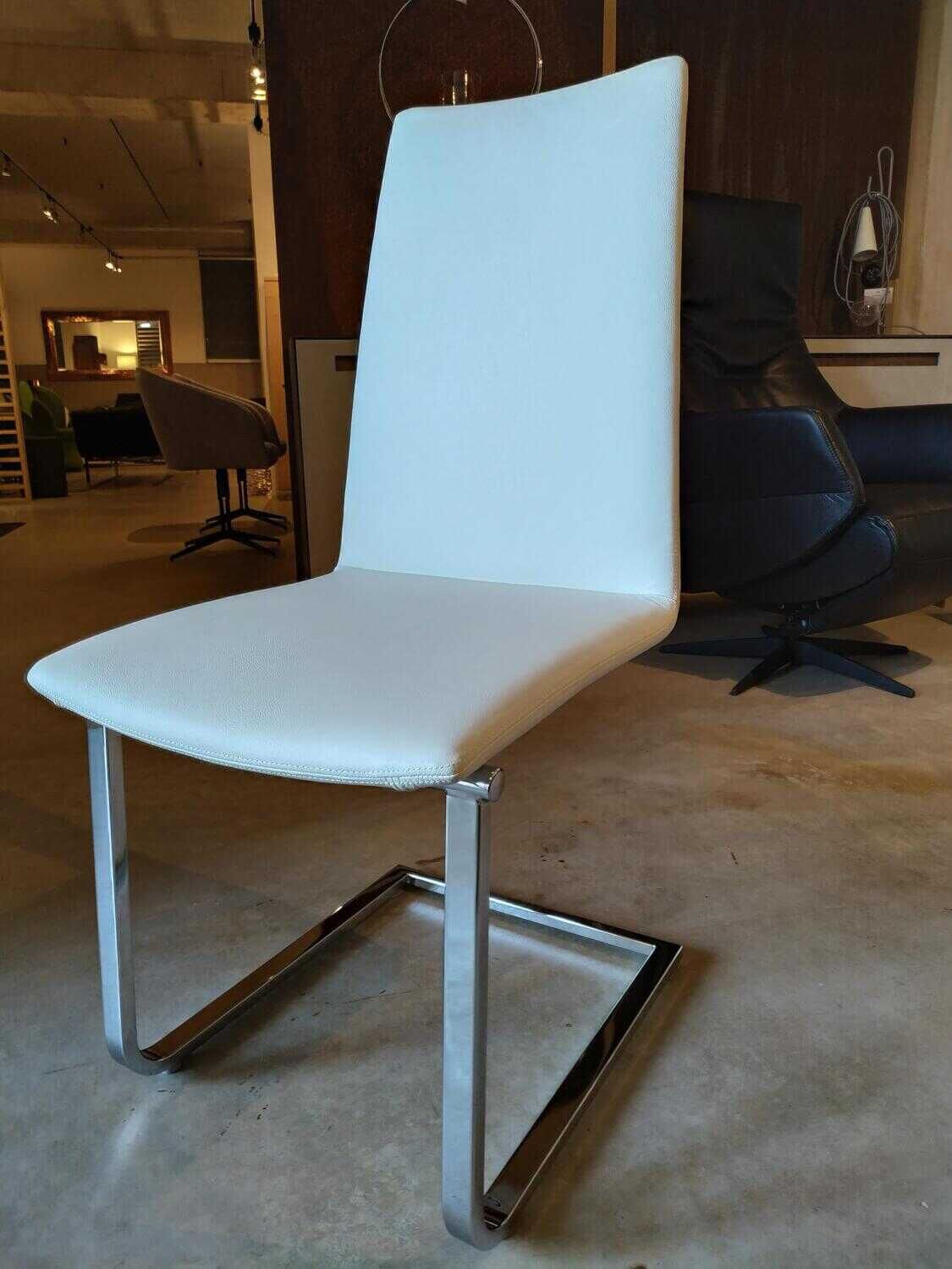 Bacher - 5er-Stuhlset Freischwinger Kama Leder Prestigem Weiß - 8