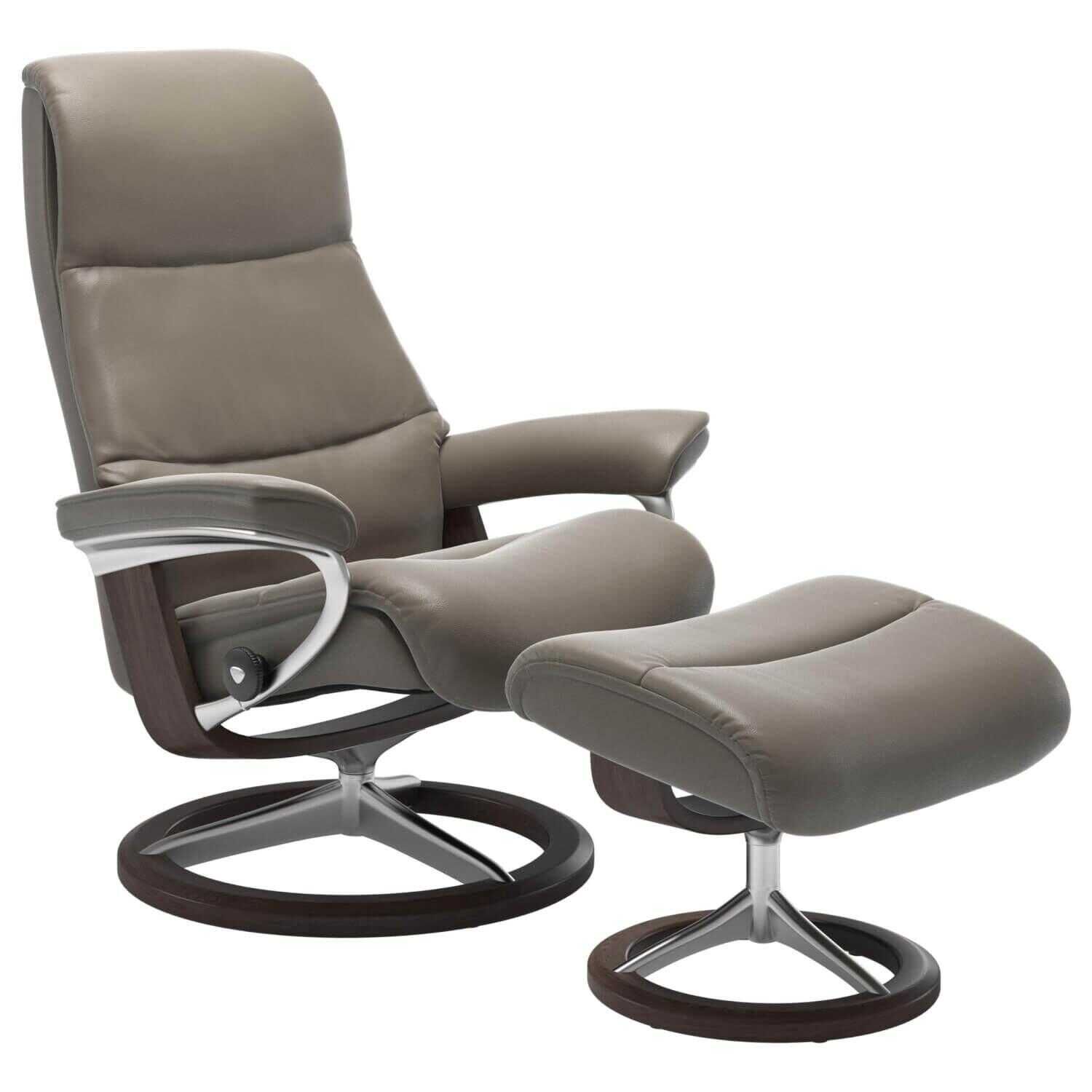 Stressless - Stressless View M Signature Base Leder Cori Mole mit Hocker - 1