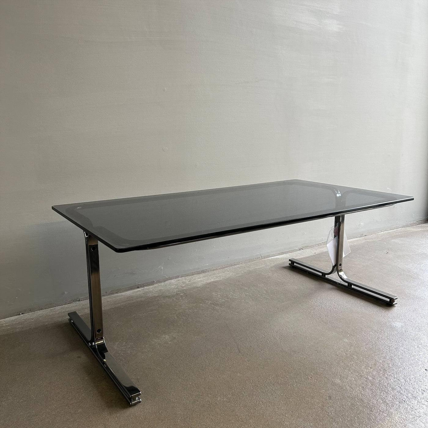 Walter Knoll - Schreibtisch Berlin Table 140 T1 Platte Rauchglas Schwarz Gestell Profilstahl Schwarz Chrom Mit Kunststoffgleitern - 7