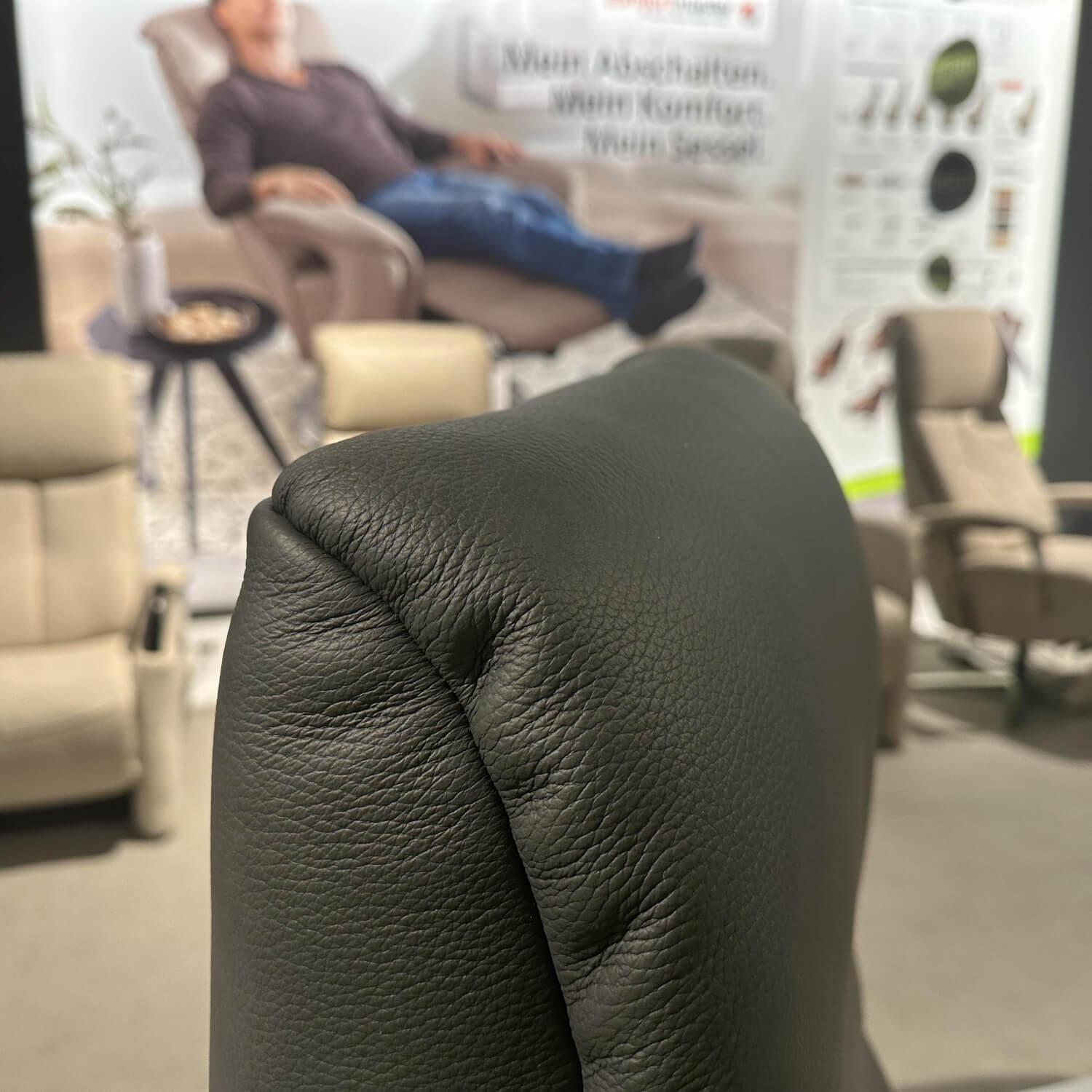 Polsteria - Relaxsessel Relaxa Feeling Leder Reno Graphite Grau Drehfuß Stern Schwarz - 6