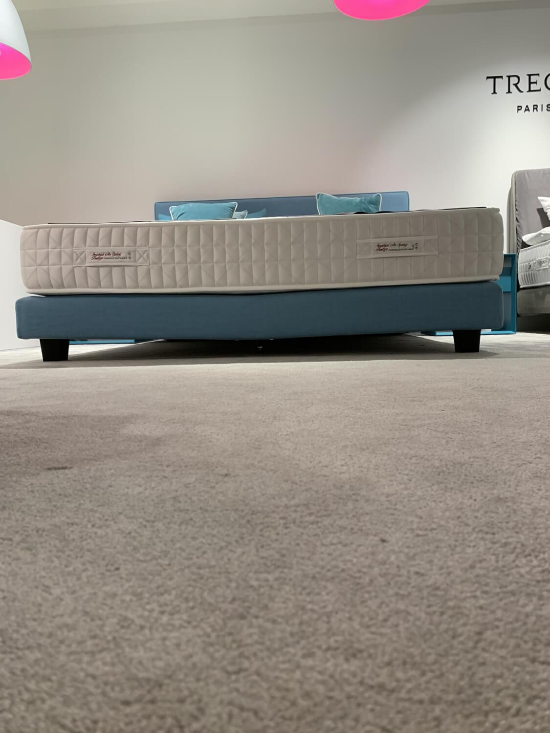 Treca Interiors - Boxspringbett Cube Stoff Hot Madison Blau mit 2 Matratzen Imperial Airspring Prestige Medium Fest - 5