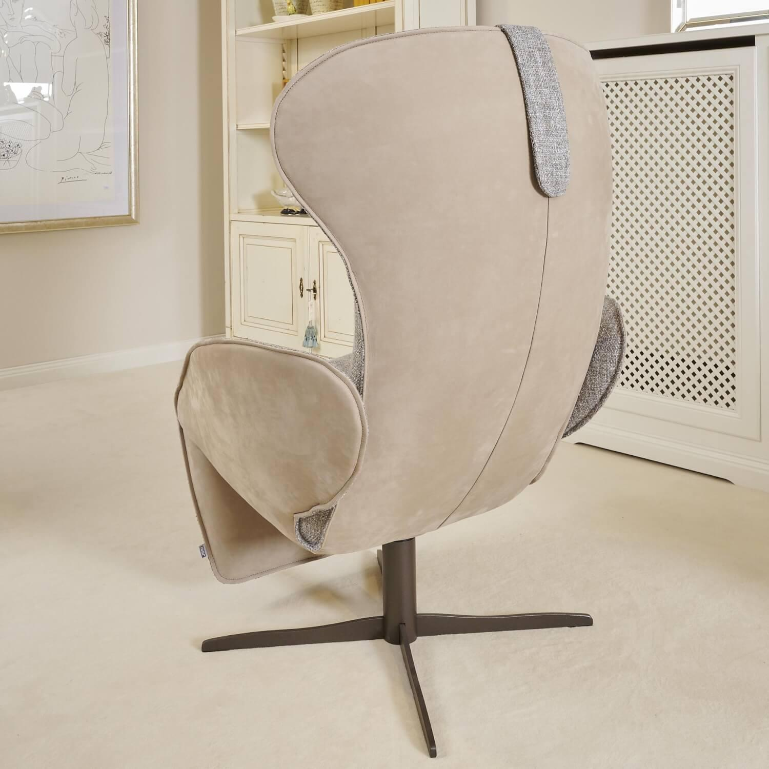 Jori - Funktionssessel Daydreamer Mit Nackenkissen Bezug Innen Stoff Aco 212|F2a Grau Außen Leder Nubuk Creme - 12