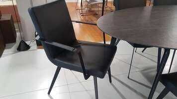 Tisch WK812 Keramik mit 6 Stühlen WK731 Leder Nero