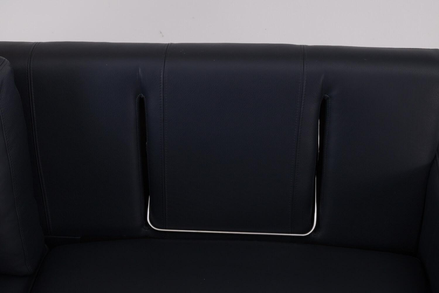 Werther - Sofa Variation 108 Leder L7060C Dunkelblau Füße Edelstahlkufen Silber Inklusive Kopfteilkissen - 3