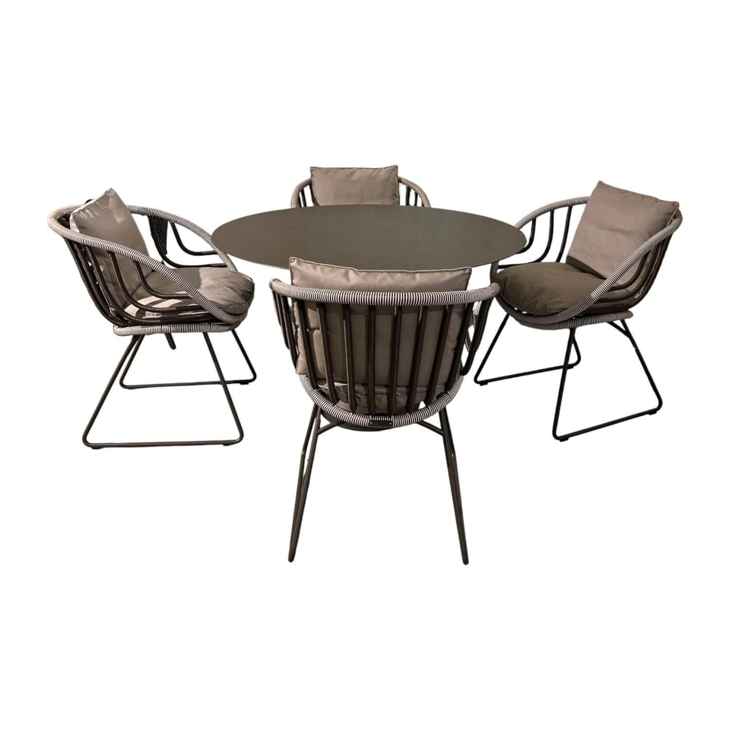 DEDON - Outdoor Sitzgruppe Satellite Und Kida Tischplatte HPL Black Schwarz Gestell Aluminium Black Pepper Schwarz Pulverbeschichtet - 1