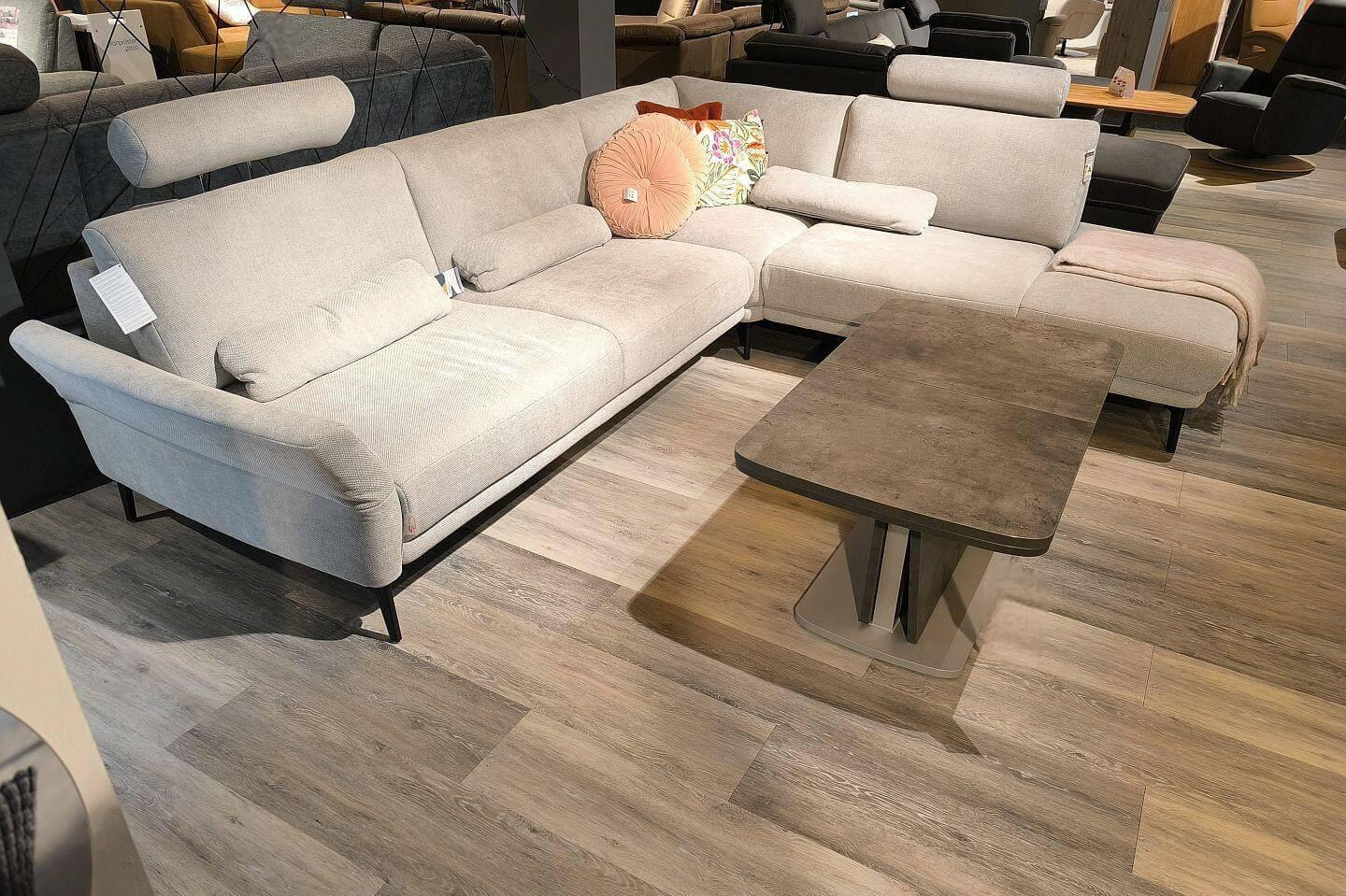 Zehdenick - Ecksofa Mauris Stoff Cody Silver C Grau Fuß Metall Schwarz Inklusive Kissen - 5