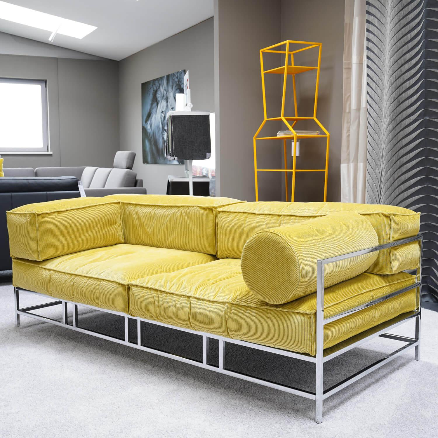 Brühl - Einzelsofa Easy Pieces Stoff 4490 0075 Cord Gelb Metallrahmen Verchromt Glänzend - 3