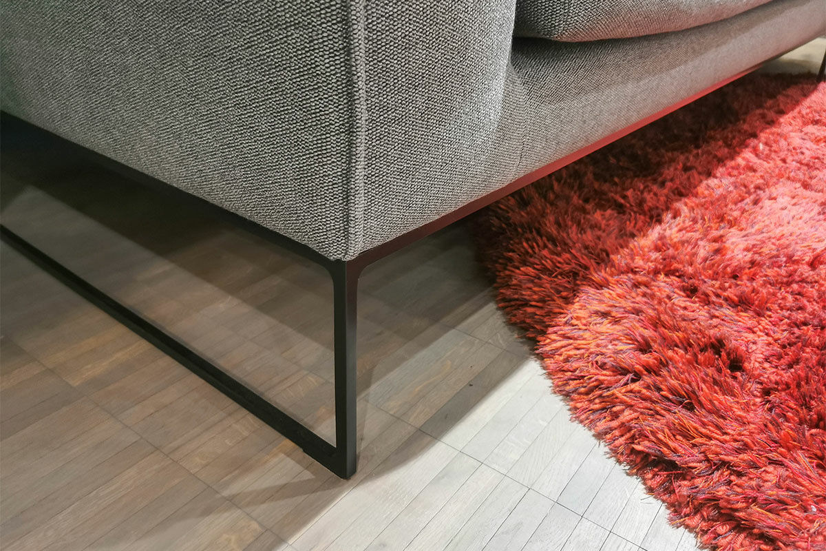 COR - Ecksofa Mell Lounge Stoff 9131 Anthrazit Gestell Lack M20 Schwarz mit 3 Rückenkissen - 6