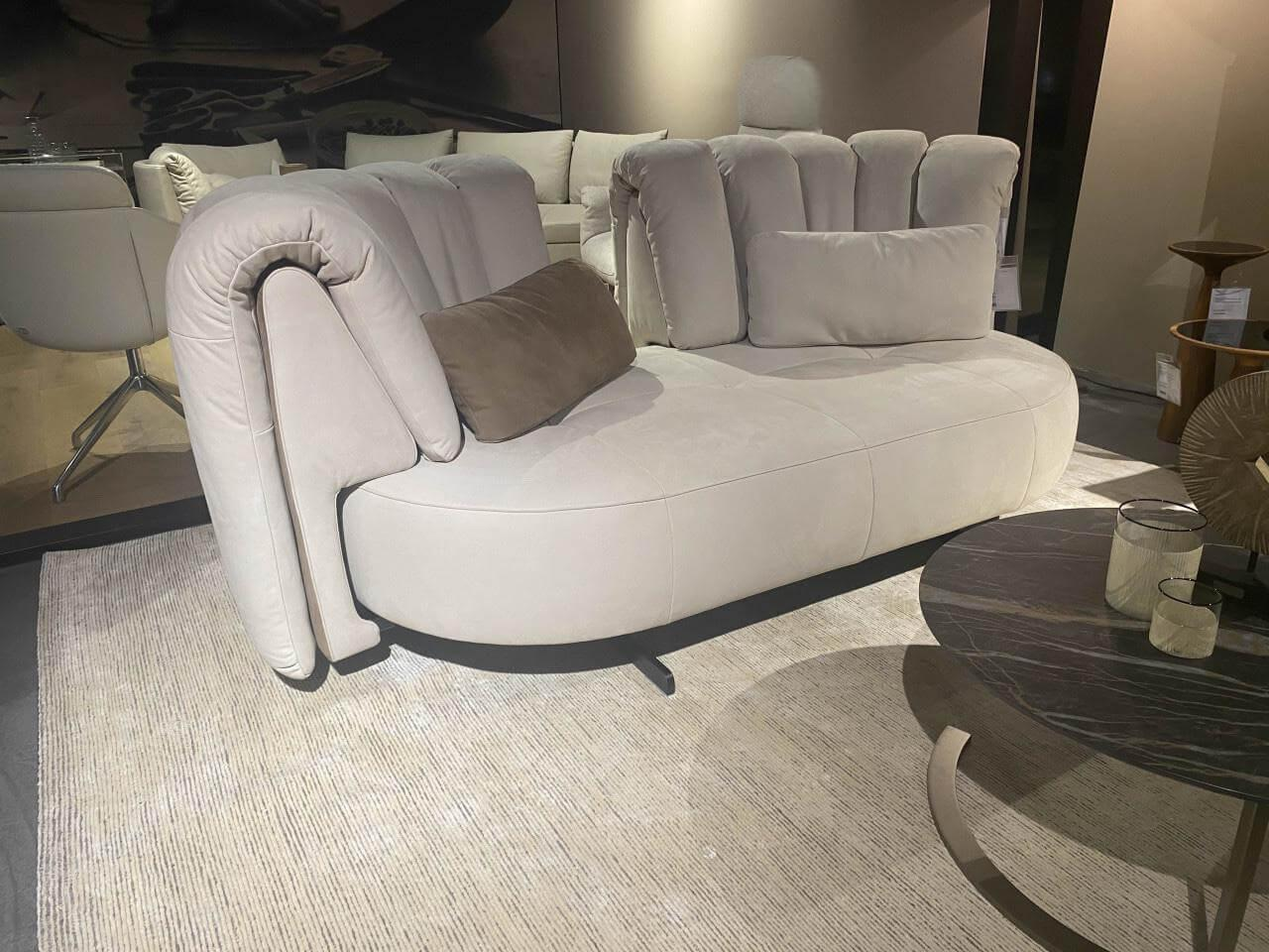 De Sede - Sofa DS 888 Collina Leder Sabbia Und Noce Beige Grau Kufen Schwarz Seidenmatt Beschichtet - 2