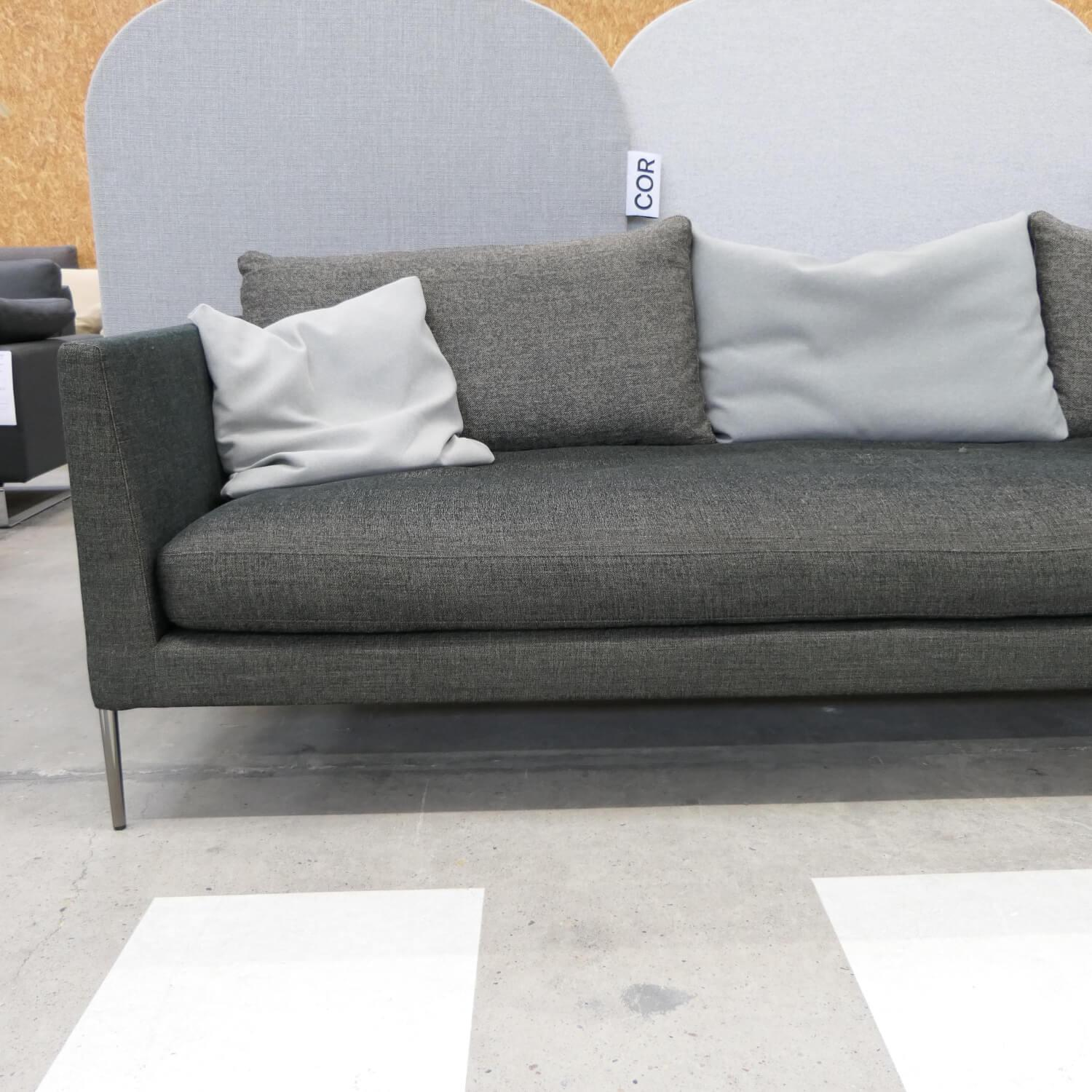 COR - Sofa Pilotis Stoff 8161 Schwarz Braun Füße Schwarz Chrom Inklusive Rückenkissen - 10
