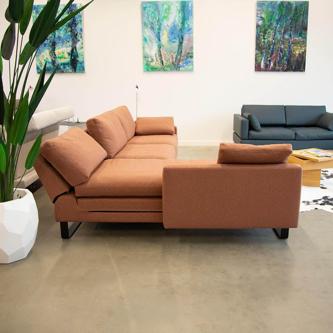 Brühl - Sofa Alba Stoff 5275 51 Rosa Orange Kufe Schwarz Pulverbeschichtet Mit 2 Seitenteilkissen - 2