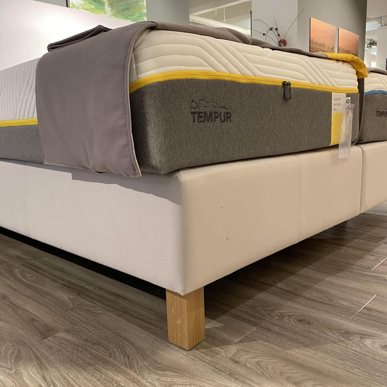 Tempur - Boxspringbett Flat Stoff White 9130 Weiß Eiche mit 2 Matratzen - 5