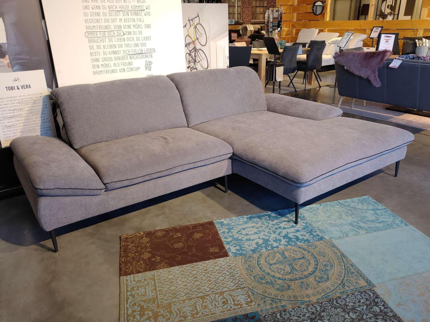 W. Schillig - Eckgarnitur 15450 Stoff R6694 Grey Grau Füße Metall Schwarz M99 - 4