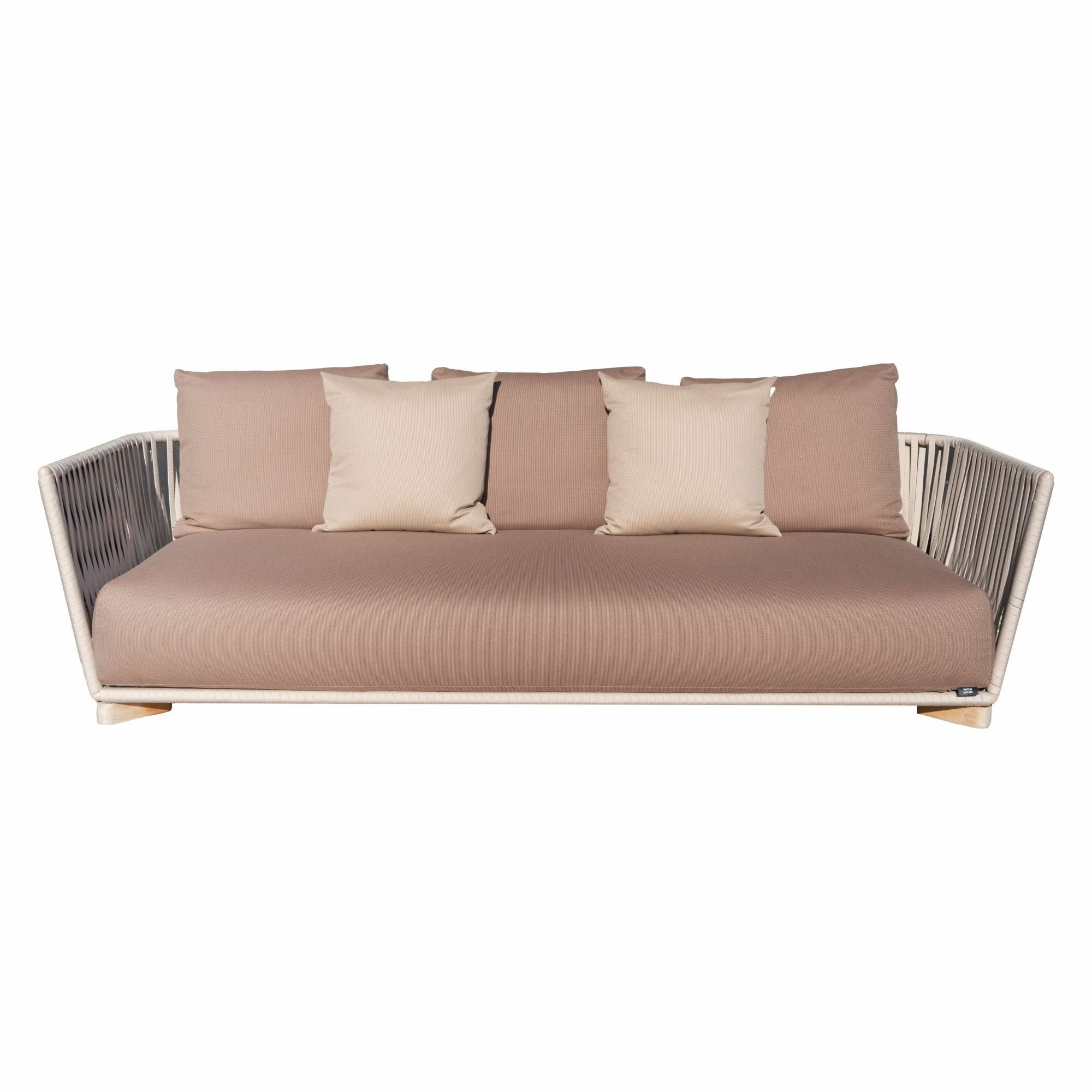 Kettal - Sofa Grand Bitta 3-sitzer Geflecht Rope Reed Z06 Braun Fuß Teak Mit Kissen Stoff Karakum Braun Und Stoff Cambium - 1