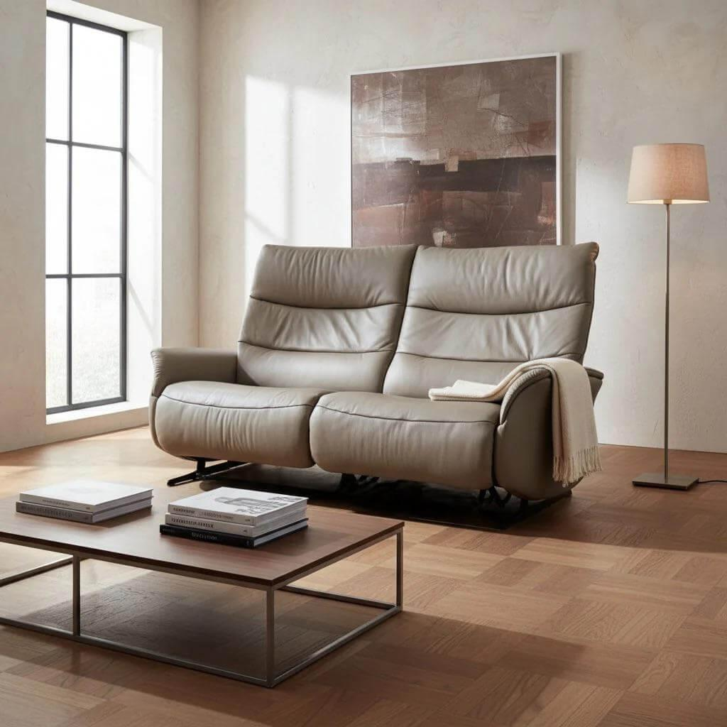 himolla - Sofa 4081 Cumuly Leder Longlife Soft Rauch Braun Füße Metall Anthrazit Inkl. Relaxfunktion - 2
