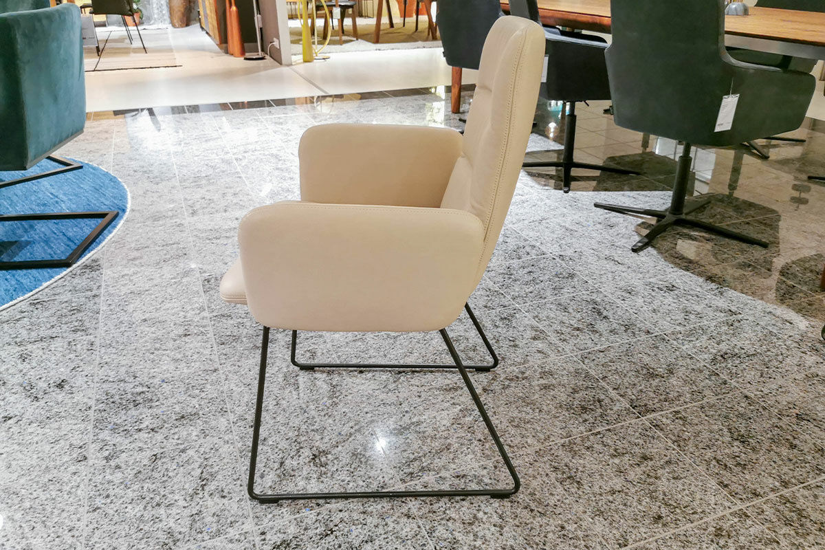 KFF - 6er-Set Stuhl Arva Light Leder Sauvage Offwhite 8109 Beige Gestell Anthrazit - 5