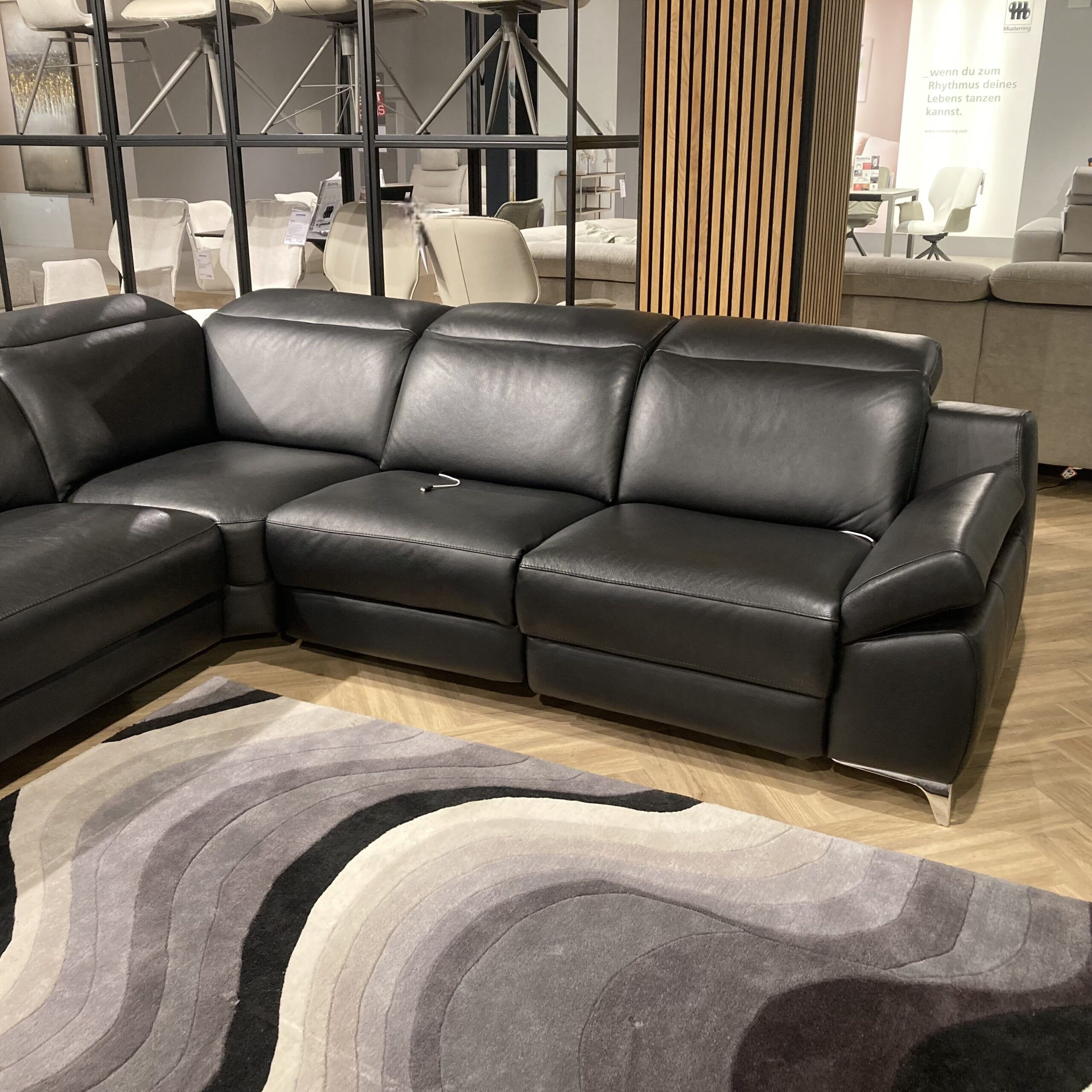 Musterring - Ecksofa MR9110 Leder Trentino Schwarz Füße Metall Verchromt - 6
