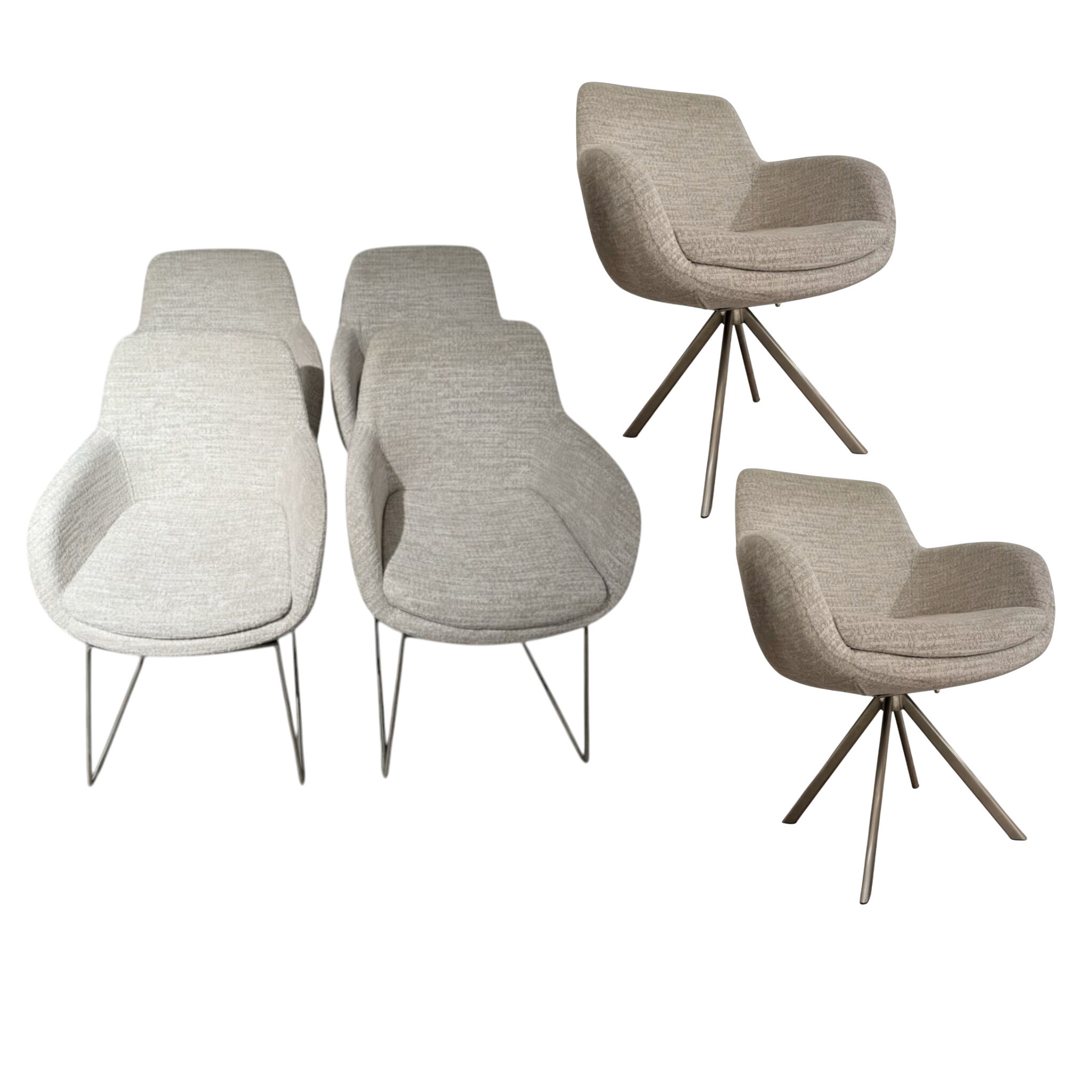 Musterring - 6er-Set Tavia Schalensessel Stoff JAB 16070 Grau Kufengestell Edelstahl - 1