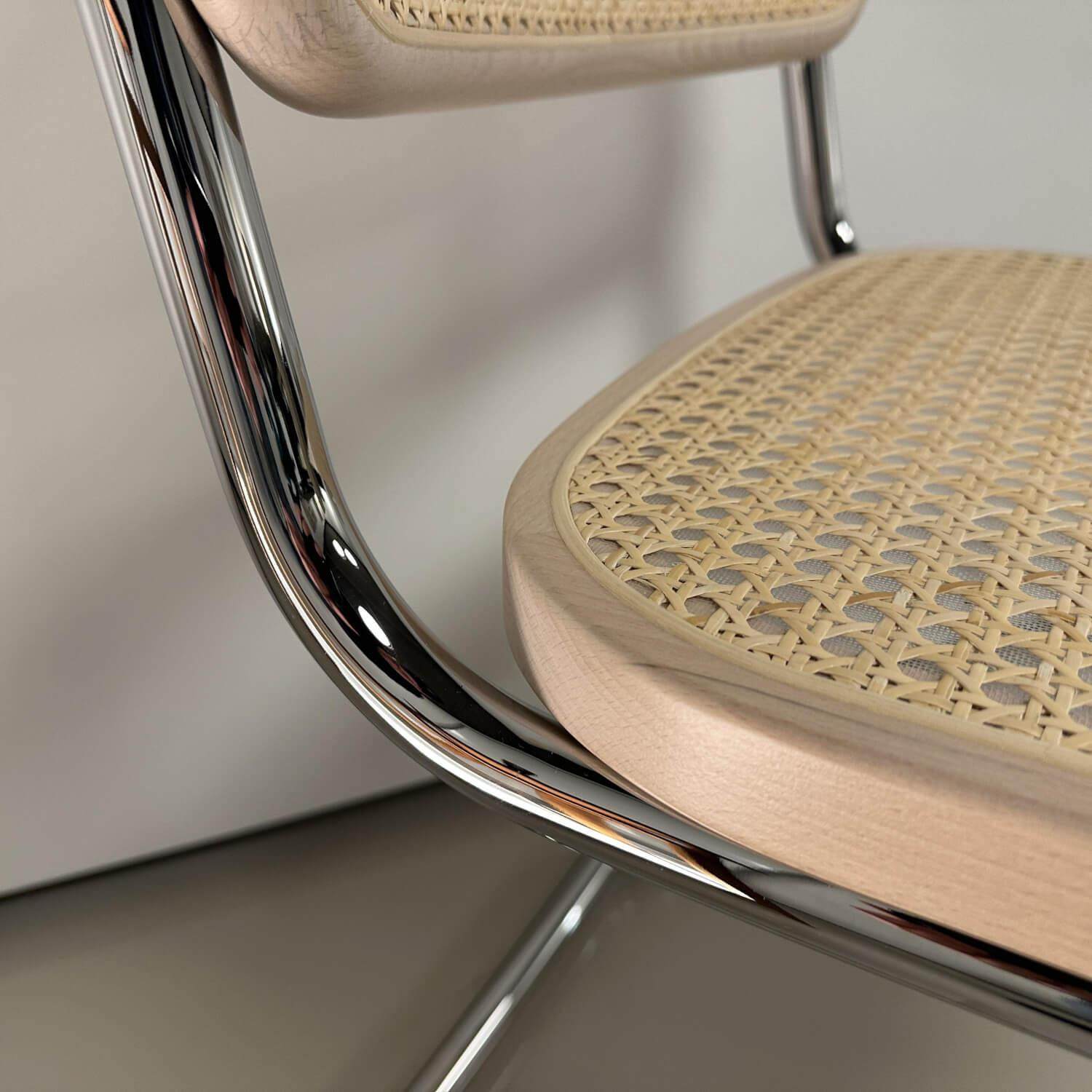 Thonet - Freischwinger S32 Gestell Stahlrohr Rohrgeflecht Kunststoffstützgewebe Rahmen Buche - 4