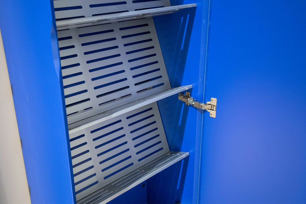 Schönbuch - Schuhschrank Line Lack Sapphire Blau Schuhböden Aluminium Silber Pulverbeschichtet Mit Spiegel - 4