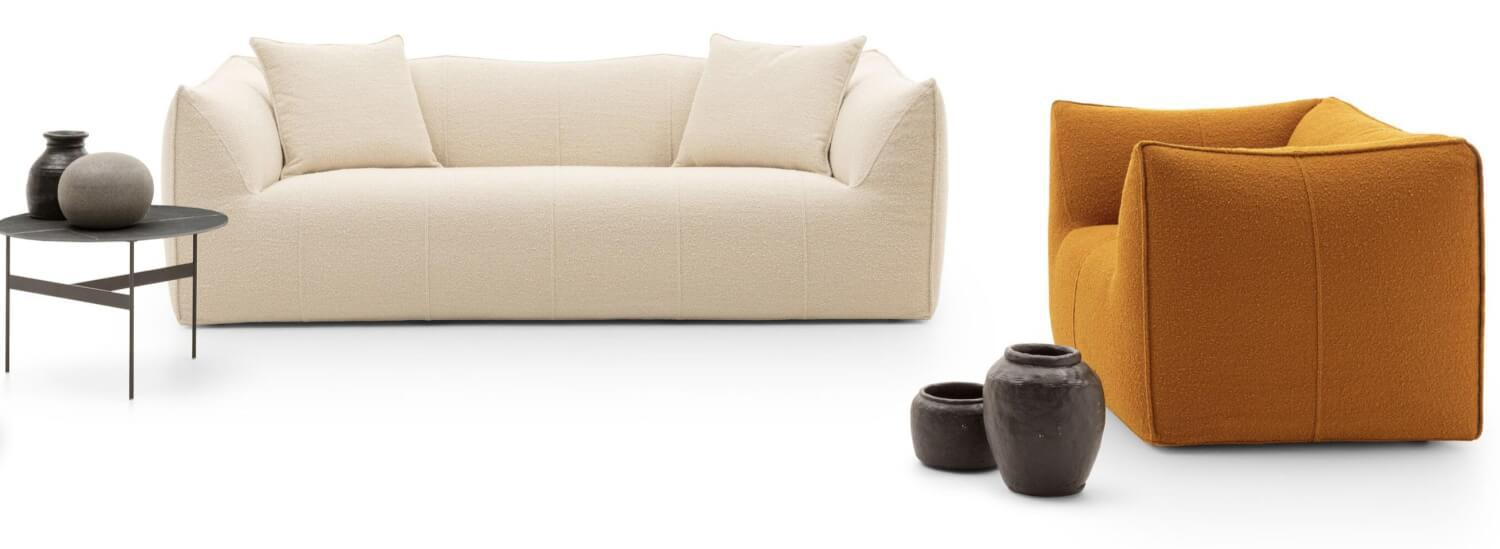 B&B Italia - Sofa Le Bambole Granbambola Stoff Bouclé Sila Weiß Gestell Polyethylen Inklusive Rückenkissen - 4