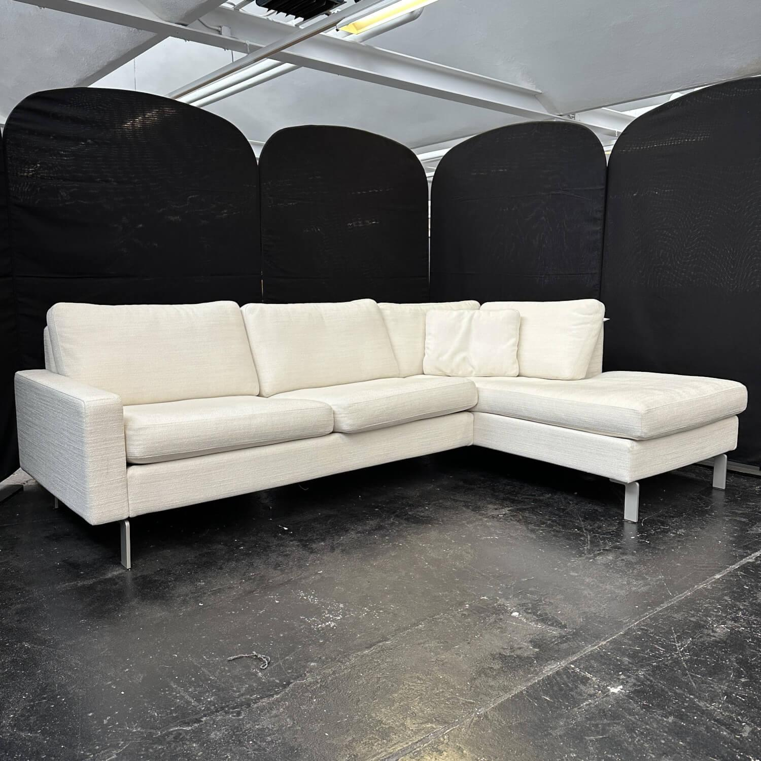 COR - Ecksofa Conseta Bodenfrei Stoff 7149 Weiß Schmalfüße F04 Feinstruktur Stahl Mit Filtgleiter - 6